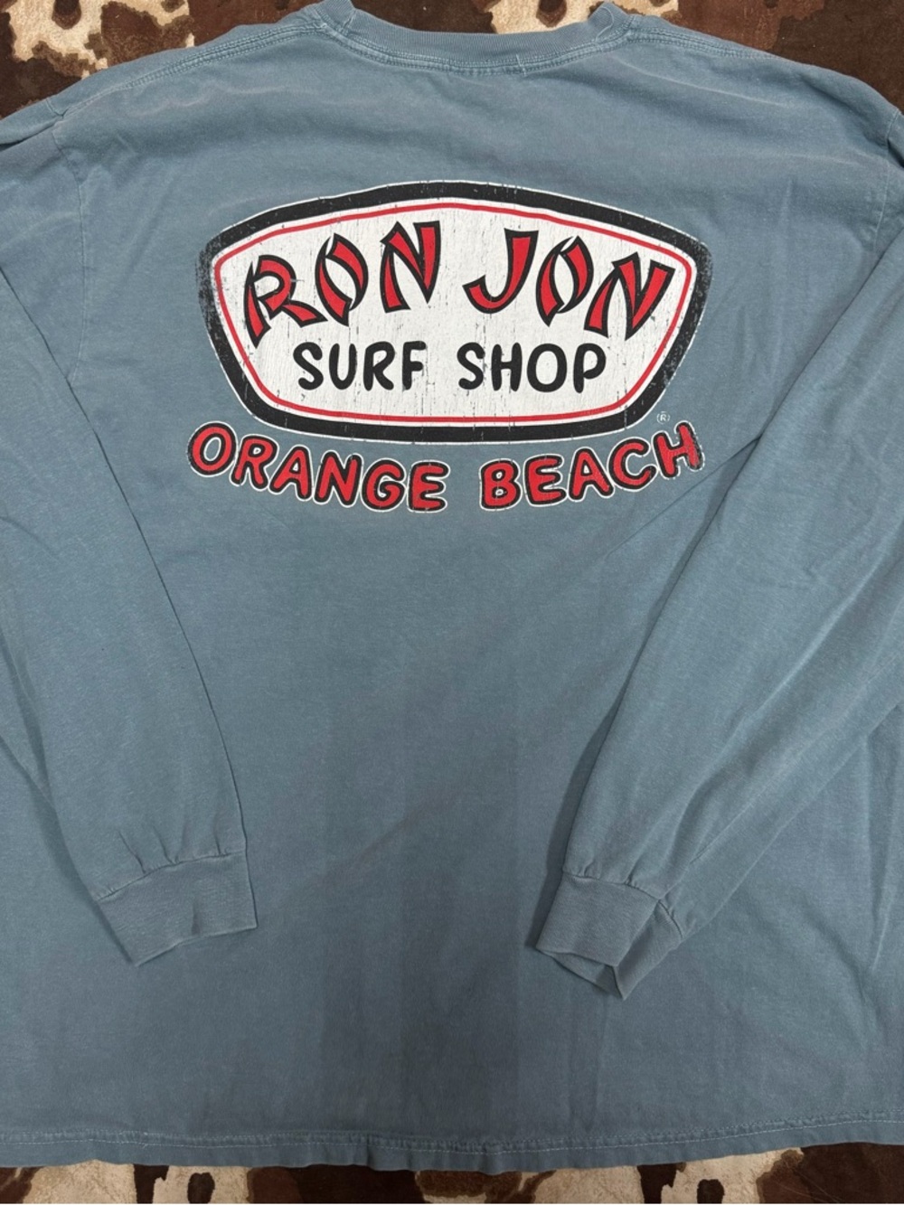 Ron Jon Surf Shop Orange Beach Long Sleeve Tee - Blue with Red/White Logo